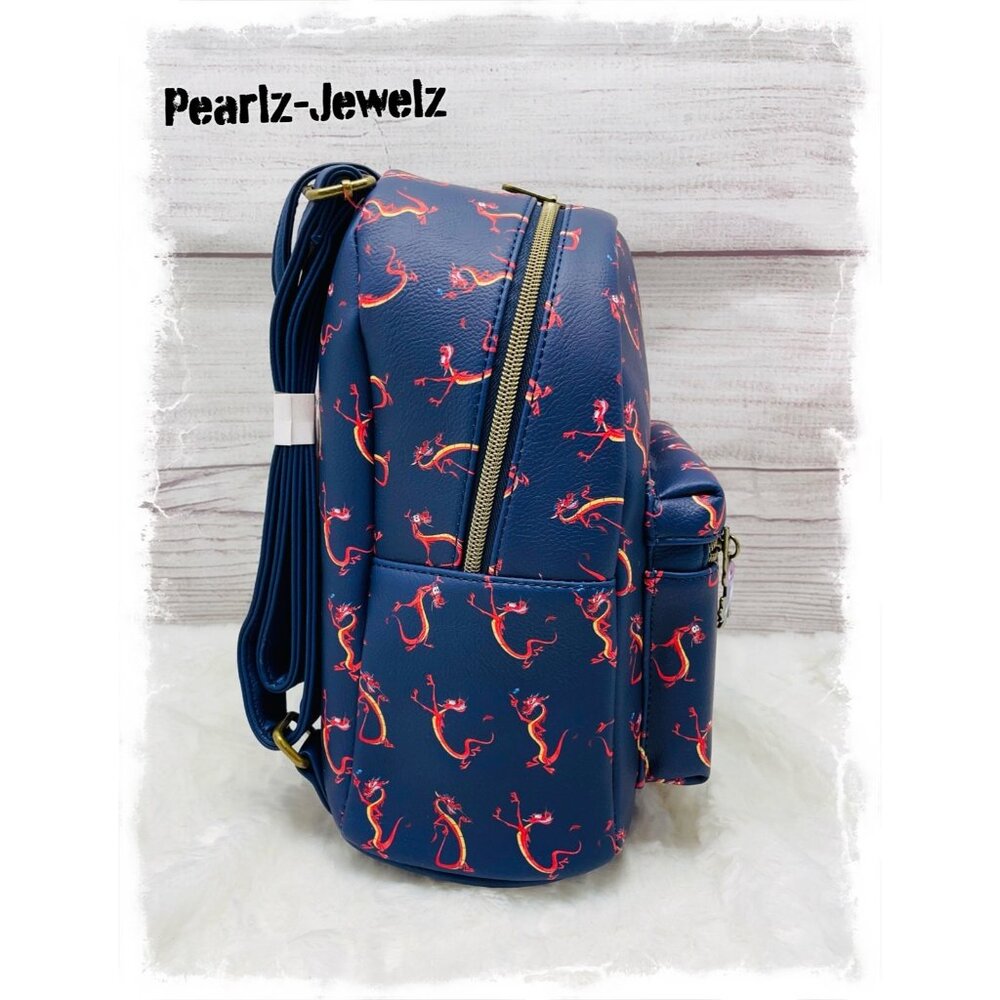 Loungefly Disney Princess Mulan Mushu Dragon Allover Print Mini Backpack NWT - Picture 3 of 6